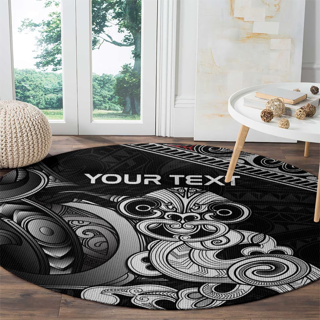Personalised New Zealand Potae Pango Cricket Round Carpet Special Maori Hei Tiki Tribal Tattoo LT9 - Polynesian Pride