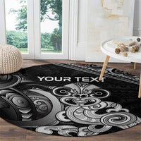 Personalised New Zealand Potae Pango Cricket Round Carpet Special Maori Hei Tiki Tribal Tattoo LT9 - Polynesian Pride