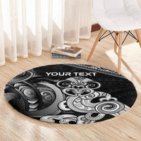 Personalised New Zealand Potae Pango Cricket Round Carpet Special Maori Hei Tiki Tribal Tattoo LT9 - Polynesian Pride