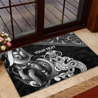 Personalised New Zealand Potae Pango Cricket Rubber Doormat Special Maori Hei Tiki Tribal Tattoo LT9 - Polynesian Pride