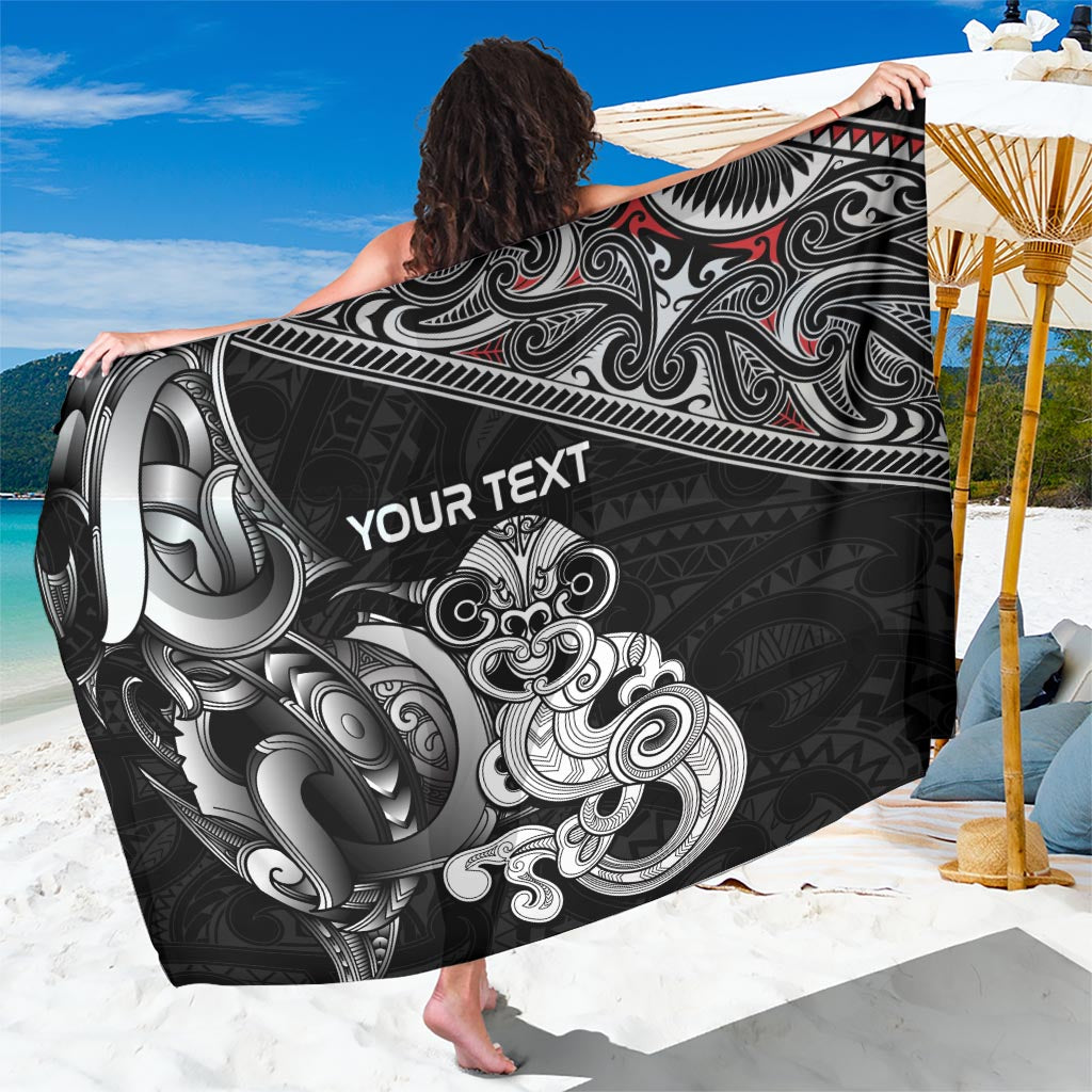 Personalised New Zealand Potae Pango Cricket Sarong Special Maori Hei Tiki Tribal Tattoo LT9 One Size 44 x 66 inches Black - Polynesian Pride