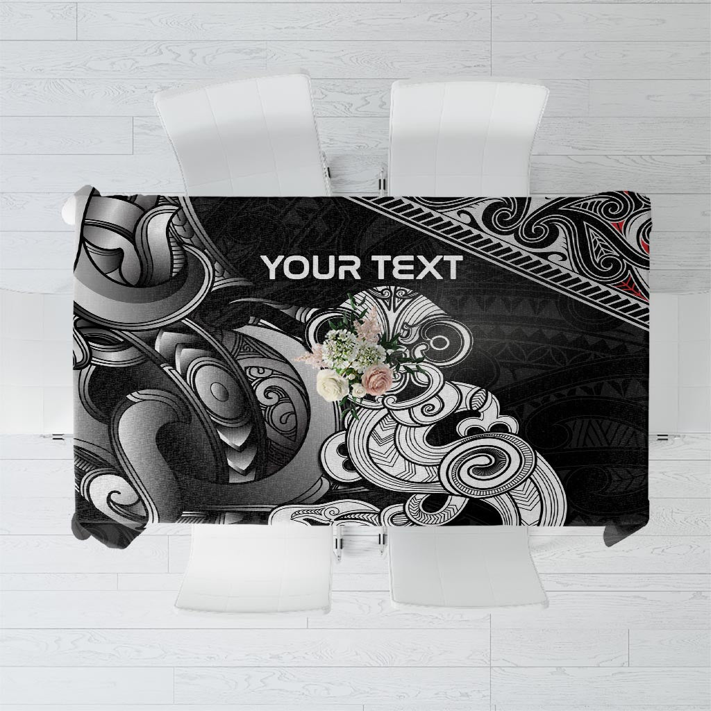 Personalised New Zealand Potae Pango Cricket Tablecloth Special Maori Hei Tiki Tribal Tattoo LT9 Black - Polynesian Pride