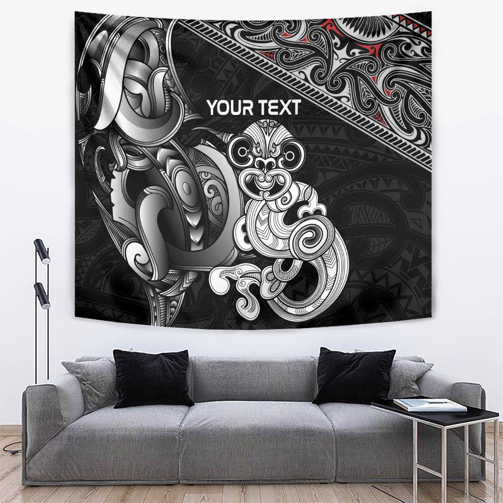 Personalised New Zealand Potae Pango Cricket Tapestry Special Maori Hei Tiki Tribal Tattoo LT9 Black - Polynesian Pride
