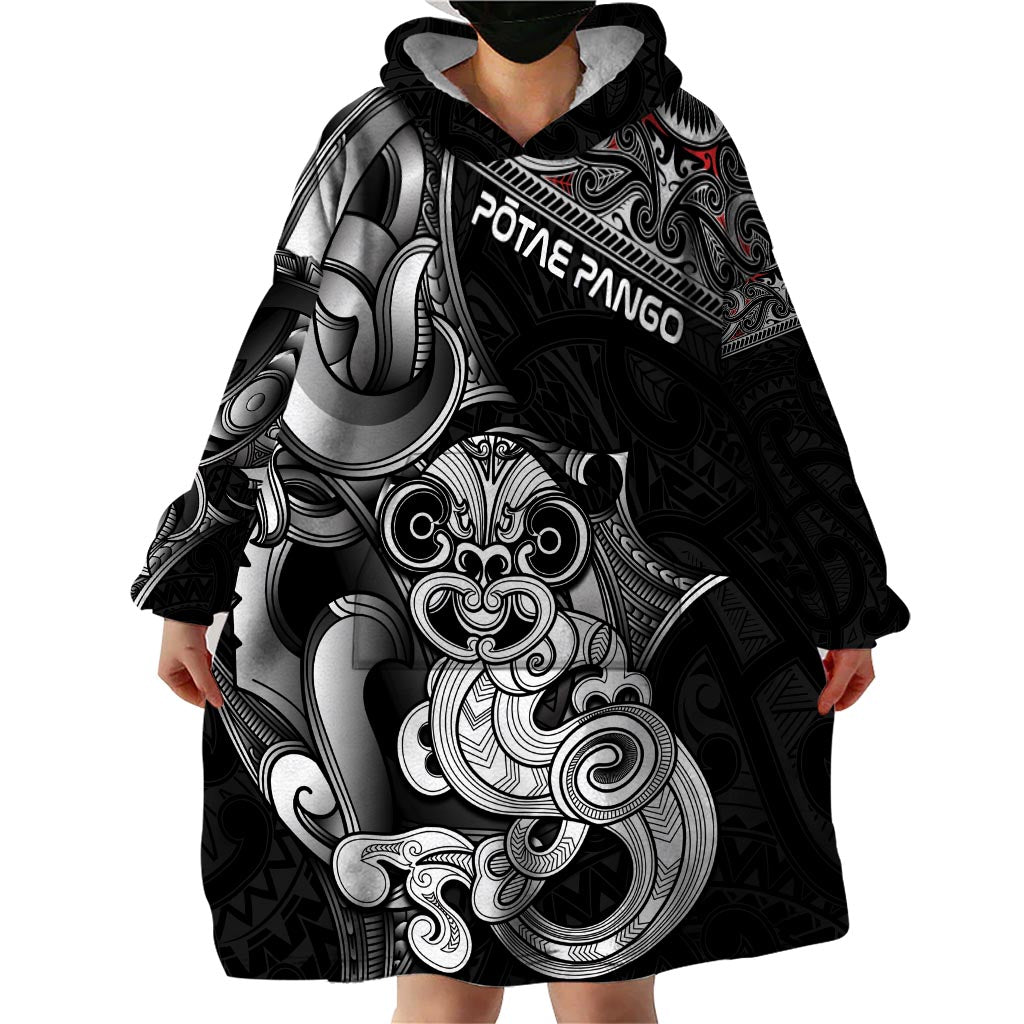 Personalised New Zealand Potae Pango Cricket Wearable Blanket Hoodie Special Maori Hei Tiki Tribal Tattoo LT9 - Polynesian Pride