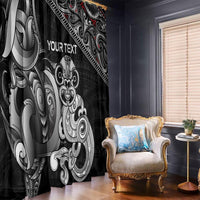 Personalised New Zealand Potae Pango Cricket Window Curtain Special Maori Hei Tiki Tribal Tattoo LT9 - Polynesian Pride