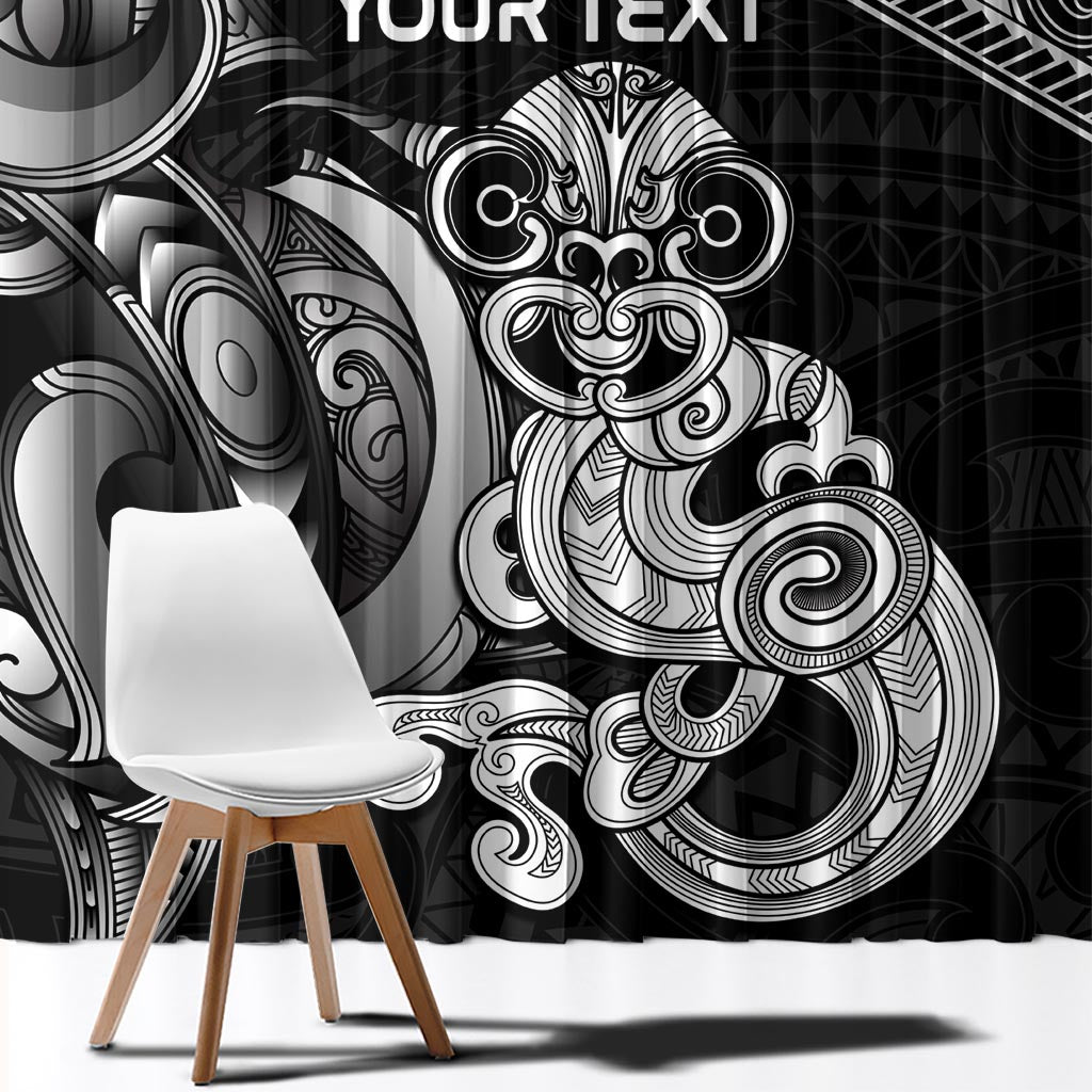 Personalised New Zealand Potae Pango Cricket Window Curtain Special Maori Hei Tiki Tribal Tattoo LT9 - Polynesian Pride