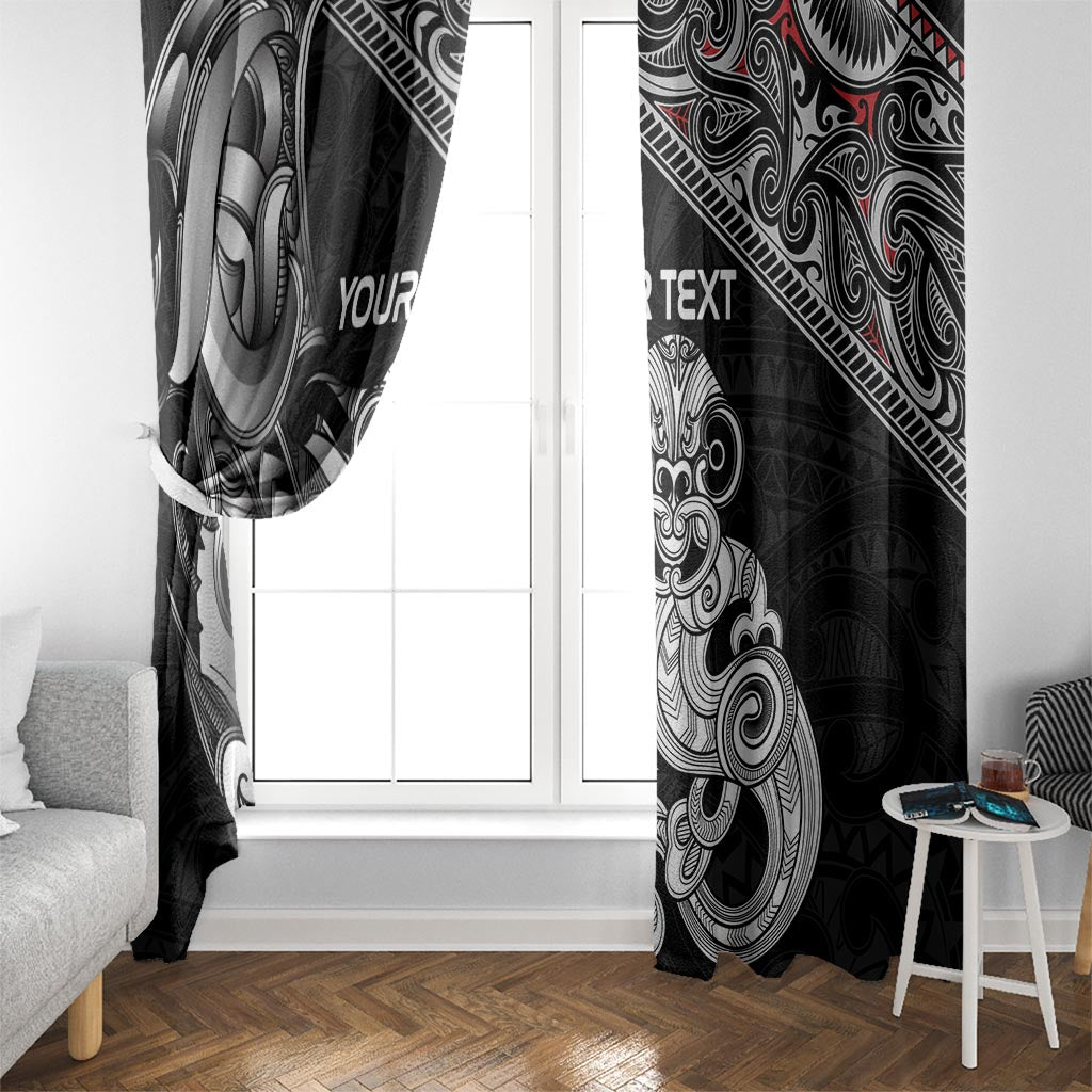 Personalised New Zealand Potae Pango Cricket Window Curtain Special Maori Hei Tiki Tribal Tattoo LT9 - Polynesian Pride