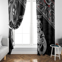 Personalised New Zealand Potae Pango Cricket Window Curtain Special Maori Hei Tiki Tribal Tattoo LT9 - Polynesian Pride