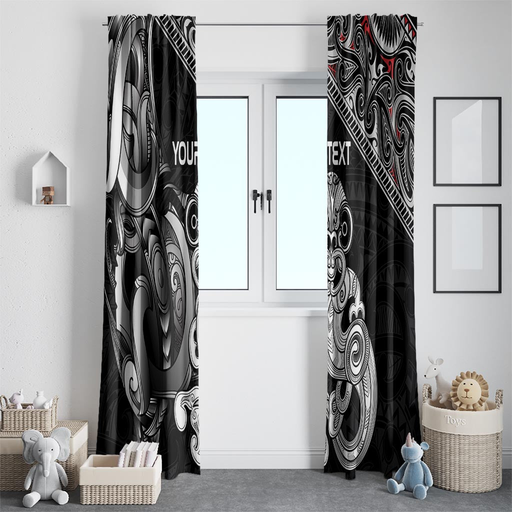 Personalised New Zealand Potae Pango Cricket Window Curtain Special Maori Hei Tiki Tribal Tattoo LT9 - Polynesian Pride