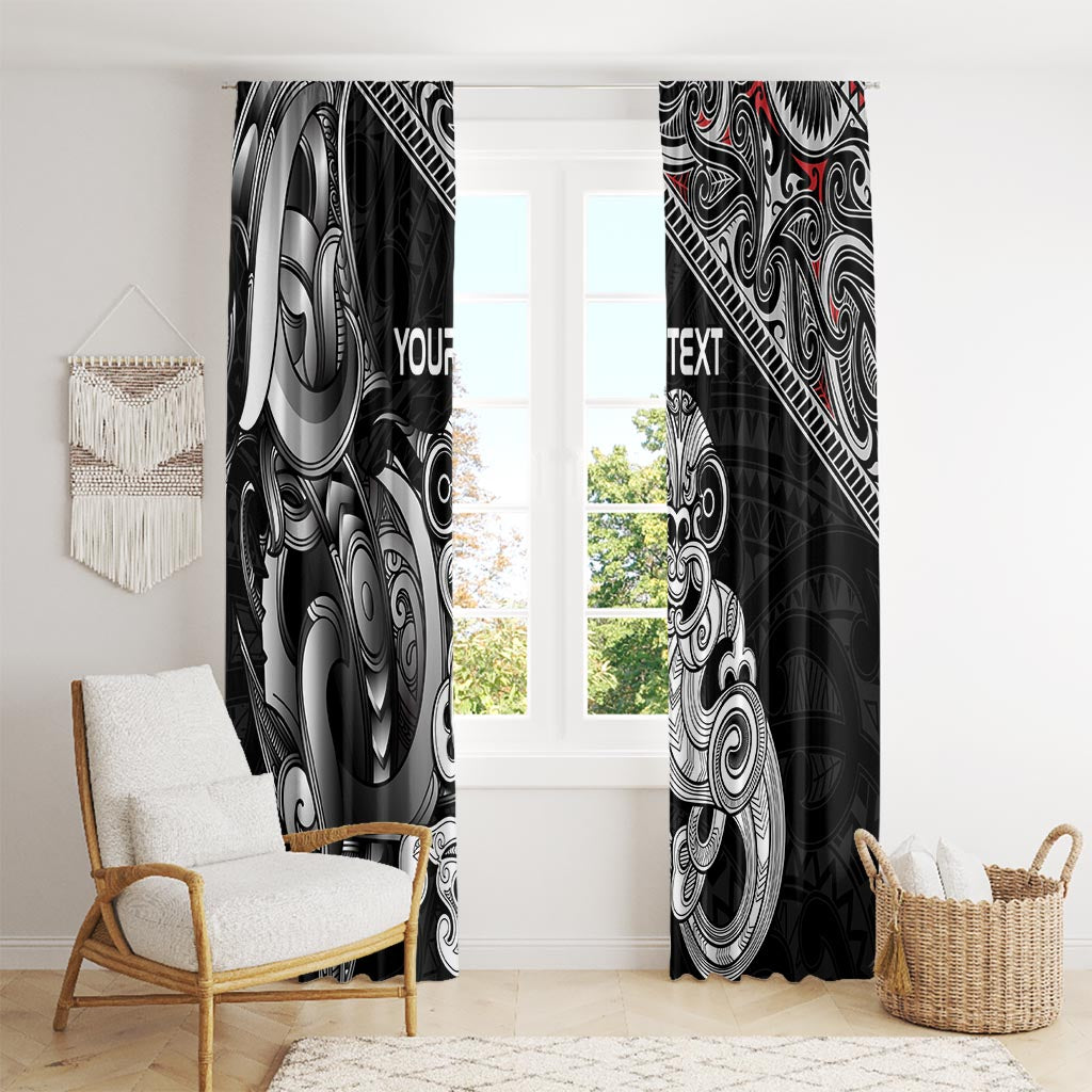 Personalised New Zealand Potae Pango Cricket Window Curtain Special Maori Hei Tiki Tribal Tattoo LT9 - Polynesian Pride