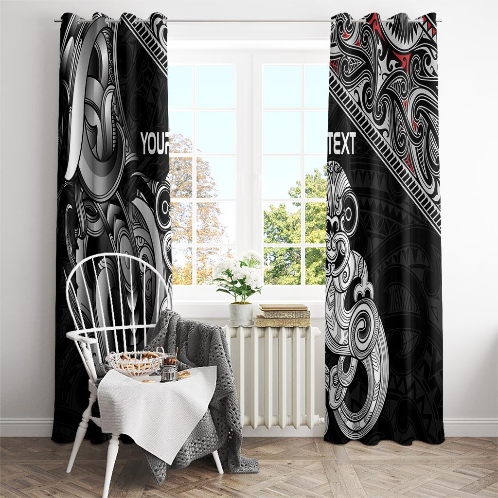Personalised New Zealand Potae Pango Cricket Window Curtain Special Maori Hei Tiki Tribal Tattoo LT9 - Polynesian Pride