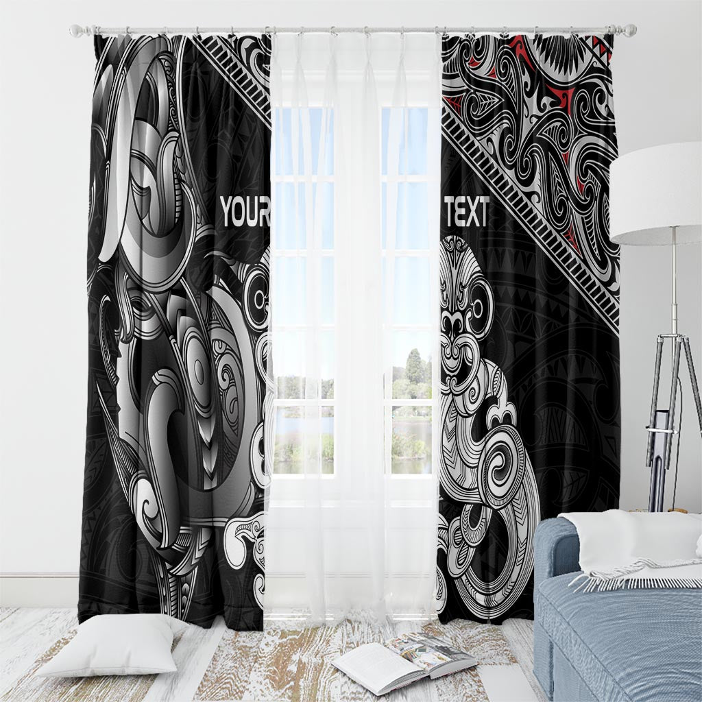 Personalised New Zealand Potae Pango Cricket Window Curtain Special Maori Hei Tiki Tribal Tattoo LT9 - Polynesian Pride