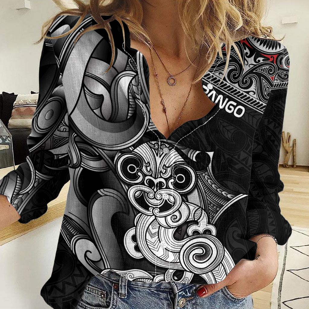Personalised New Zealand Potae Pango Cricket Women Casual Shirt Special Maori Hei Tiki Tribal Tattoo LT9 Female Black - Polynesian Pride