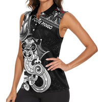 Personalised New Zealand Potae Pango Cricket Women Sleeveless Polo Shirt Special Maori Hei Tiki Tribal Tattoo LT9 - Polynesian Pride