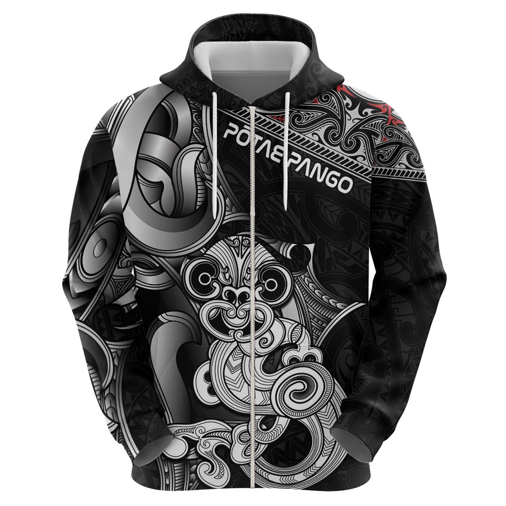 Personalised New Zealand Potae Pango Cricket Zip Hoodie Special Maori Hei Tiki Tribal Tattoo LT9 - Polynesian Pride