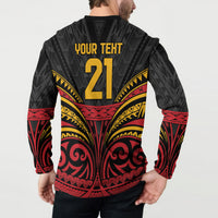 Custom Papua New Guinea Cricket Button Sweatshirt PNG Emblem Mix Polyneisan Pattern