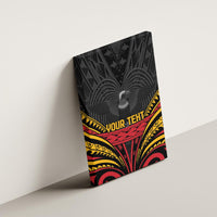 Custom Papua New Guinea Cricket Canvas Wall Art PNG Emblem Mix Polyneisan Pattern