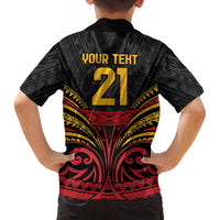 Custom Papua New Guinea Cricket Family Matching Off Shoulder Maxi Dress and Hawaiian Shirt PNG Emblem Mix Polyneisan Pattern LT9 - Polynesian Pride
