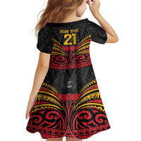 Custom Papua New Guinea Cricket Family Matching Off Shoulder Short Dress and Hawaiian Shirt PNG Emblem Mix Polyneisan Pattern LT9 - Polynesian Pride
