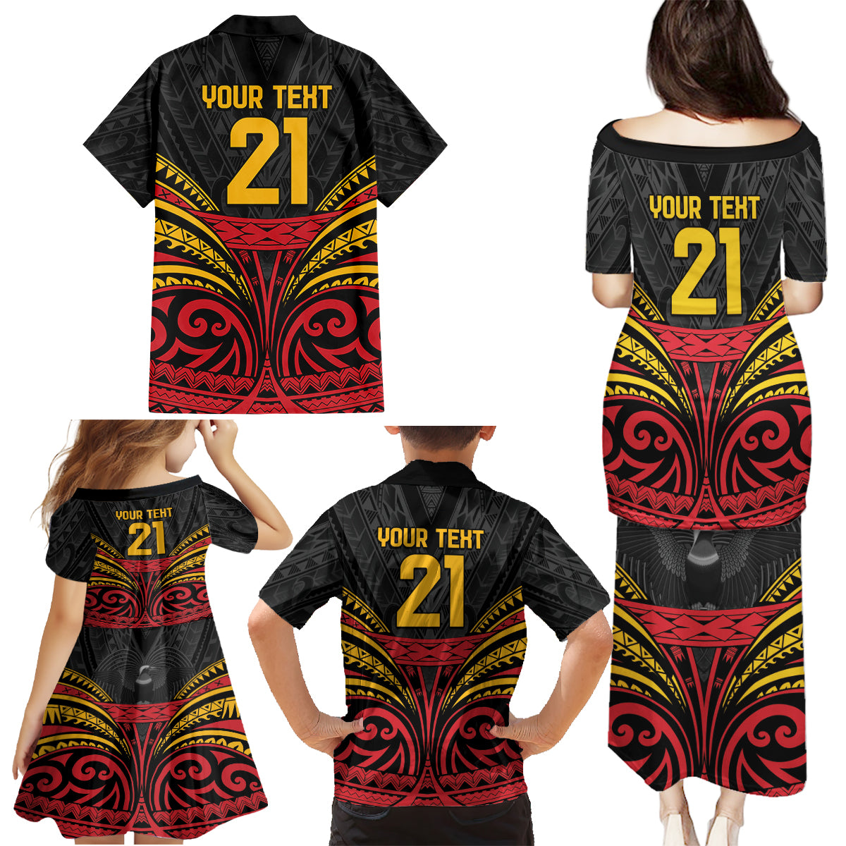 Custom Papua New Guinea Cricket Family Matching Puletasi and Hawaiian Shirt PNG Emblem Mix Polyneisan Pattern LT9 - Polynesian Pride