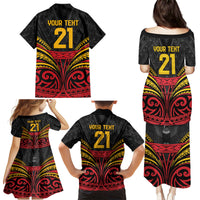 Custom Papua New Guinea Cricket Family Matching Puletasi and Hawaiian Shirt PNG Emblem Mix Polyneisan Pattern LT9 - Polynesian Pride