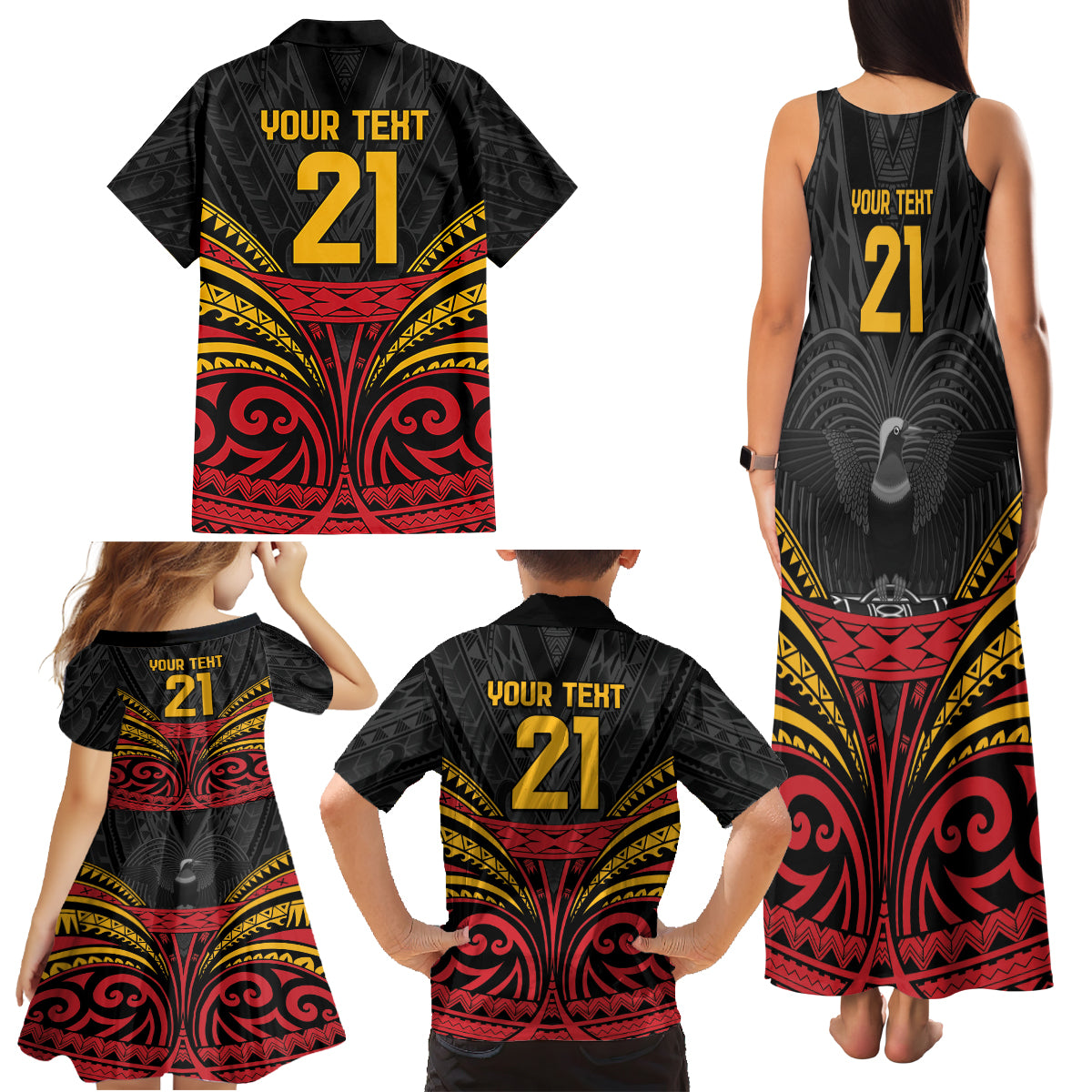 Custom Papua New Guinea Cricket Family Matching Tank Maxi Dress and Hawaiian Shirt PNG Emblem Mix Polyneisan Pattern LT9 - Polynesian Pride