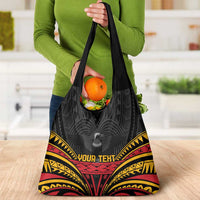 Custom Papua New Guinea Cricket Grocery Bag PNG Emblem Mix Polyneisan Pattern