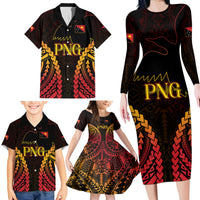 Custom Papua New Guinea Cricket Family Matching Long Sleeve Bodycon Dress and Hawaiian Shirt Go Barramundis LT9 - Polynesian Pride