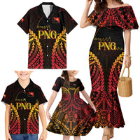 Custom Papua New Guinea Cricket Family Matching Mermaid Dress and Hawaiian Shirt Go Barramundis LT9 - Polynesian Pride