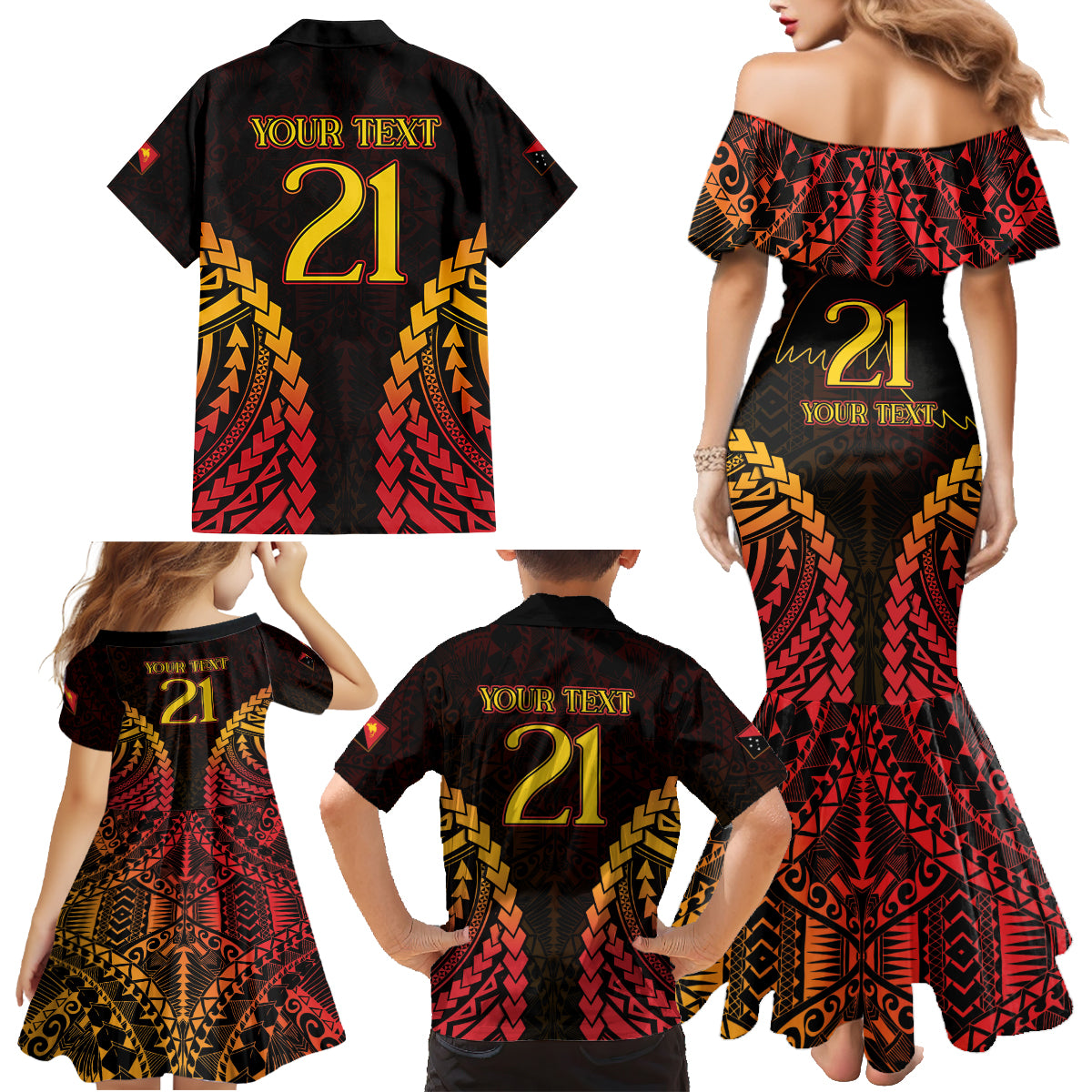Custom Papua New Guinea Cricket Family Matching Mermaid Dress and Hawaiian Shirt Go Barramundis LT9 - Polynesian Pride