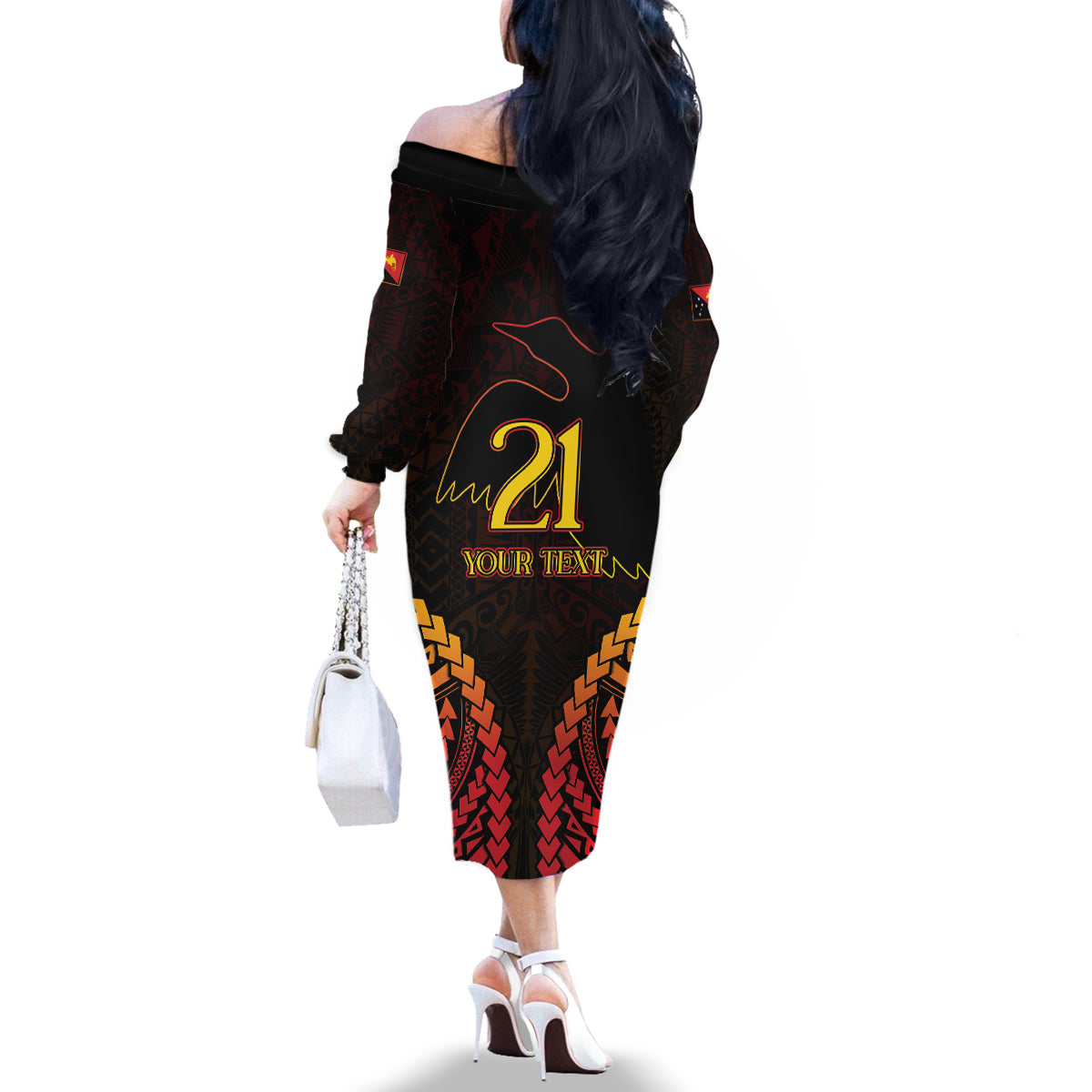 Custom Papua New Guinea Cricket Family Matching Off The Shoulder Long Sleeve Dress and Hawaiian Shirt Go Barramundis LT9 - Polynesian Pride