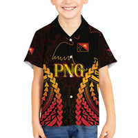 Custom Papua New Guinea Cricket Family Matching Off The Shoulder Long Sleeve Dress and Hawaiian Shirt Go Barramundis LT9 Son's Shirt Black - Polynesian Pride