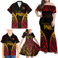 Custom Papua New Guinea Cricket Family Matching Off Shoulder Maxi Dress and Hawaiian Shirt Go Barramundis LT9 - Polynesian Pride