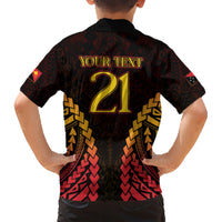 Custom Papua New Guinea Cricket Family Matching Short Sleeve Bodycon Dress and Hawaiian Shirt Go Barramundis LT9 - Polynesian Pride