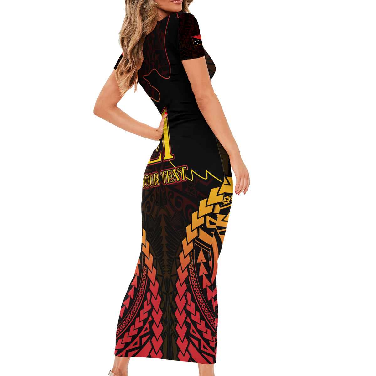Custom Papua New Guinea Cricket Family Matching Short Sleeve Bodycon Dress and Hawaiian Shirt Go Barramundis LT9 - Polynesian Pride