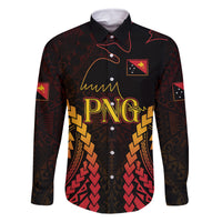 Custom Papua New Guinea Cricket Family Matching Summer Maxi Dress and Hawaiian Shirt Go Barramundis LT9 Dad's Shirt - Long Sleeve Black - Polynesian Pride