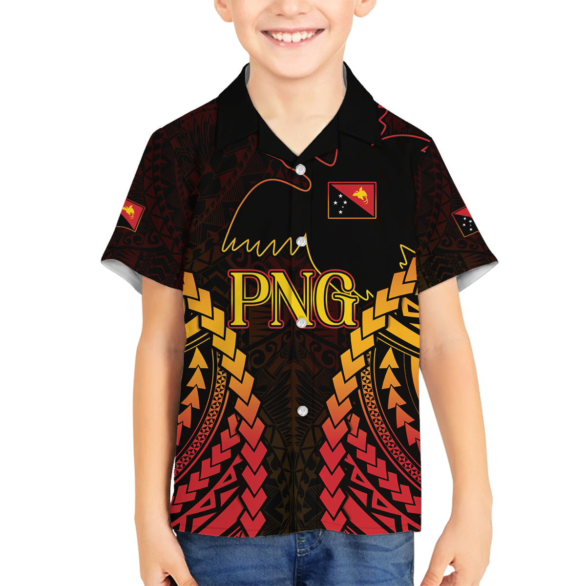Custom Papua New Guinea Cricket Family Matching Summer Maxi Dress and Hawaiian Shirt Go Barramundis LT9 Son's Shirt Black - Polynesian Pride