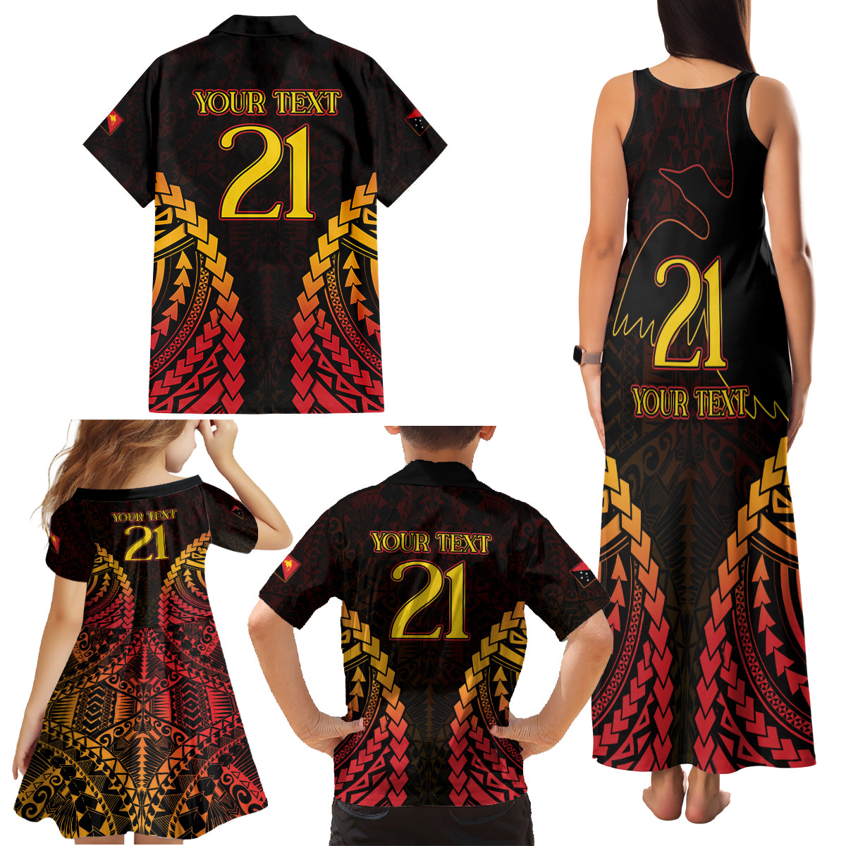 Custom Papua New Guinea Cricket Family Matching Tank Maxi Dress and Hawaiian Shirt Go Barramundis LT9 - Polynesian Pride