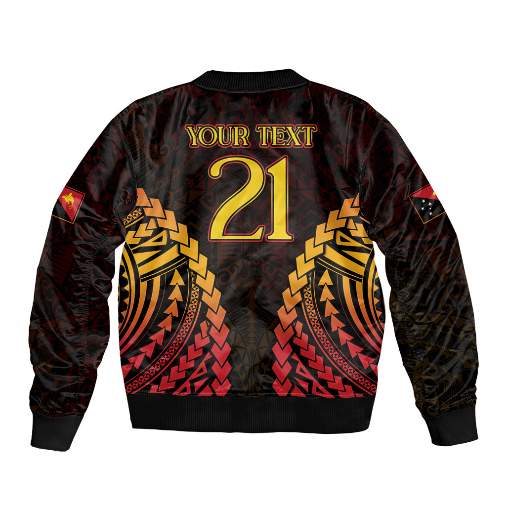 Custom Papua New Guinea Cricket Sleeve Zip Bomber Jacket Go Barramundis