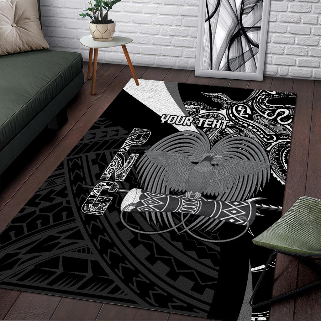 Custom Papua New Guinea Cricket Area Rug Tribal Bird of Paradise Tattoo LT9 Black - Polynesian Pride