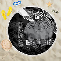 Custom Papua New Guinea Cricket Beach Blanket Tribal Bird of Paradise Tattoo LT9 One Size 150cm Black - Polynesian Pride