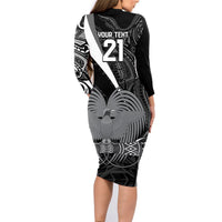 Custom Papua New Guinea Cricket Family Matching Long Sleeve Bodycon Dress and Hawaiian Shirt Tribal Bird of Paradise Tattoo LT9 - Polynesian Pride