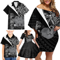 Custom Papua New Guinea Cricket Family Matching Off Shoulder Short Dress and Hawaiian Shirt Tribal Bird of Paradise Tattoo LT9 - Polynesian Pride