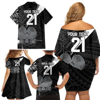 Custom Papua New Guinea Cricket Family Matching Off Shoulder Short Dress and Hawaiian Shirt Tribal Bird of Paradise Tattoo LT9 - Polynesian Pride