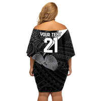 Custom Papua New Guinea Cricket Family Matching Off Shoulder Short Dress and Hawaiian Shirt Tribal Bird of Paradise Tattoo LT9 - Polynesian Pride