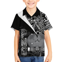Custom Papua New Guinea Cricket Family Matching Summer Maxi Dress and Hawaiian Shirt Tribal Bird of Paradise Tattoo LT9 Son's Shirt Black - Polynesian Pride