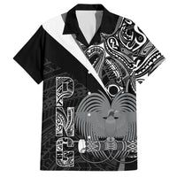 Custom Papua New Guinea Cricket Family Matching Tank Maxi Dress and Hawaiian Shirt Tribal Bird of Paradise Tattoo LT9 Dad's Shirt - Short Sleeve Black - Polynesian Pride
