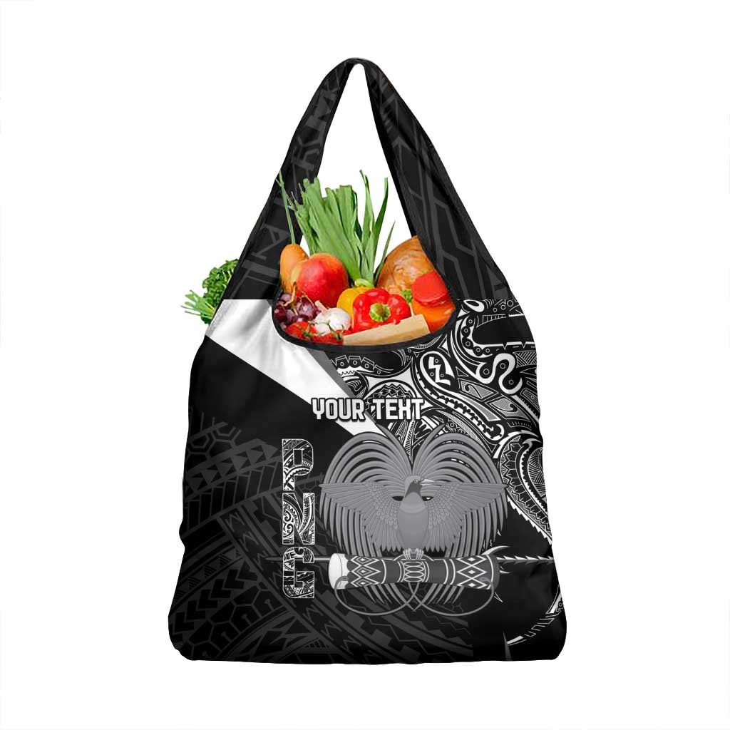 Custom Papua New Guinea Cricket Grocery Bag Tribal Bird of Paradise Tattoo LT9 1-pack One Size Black - Polynesian Pride