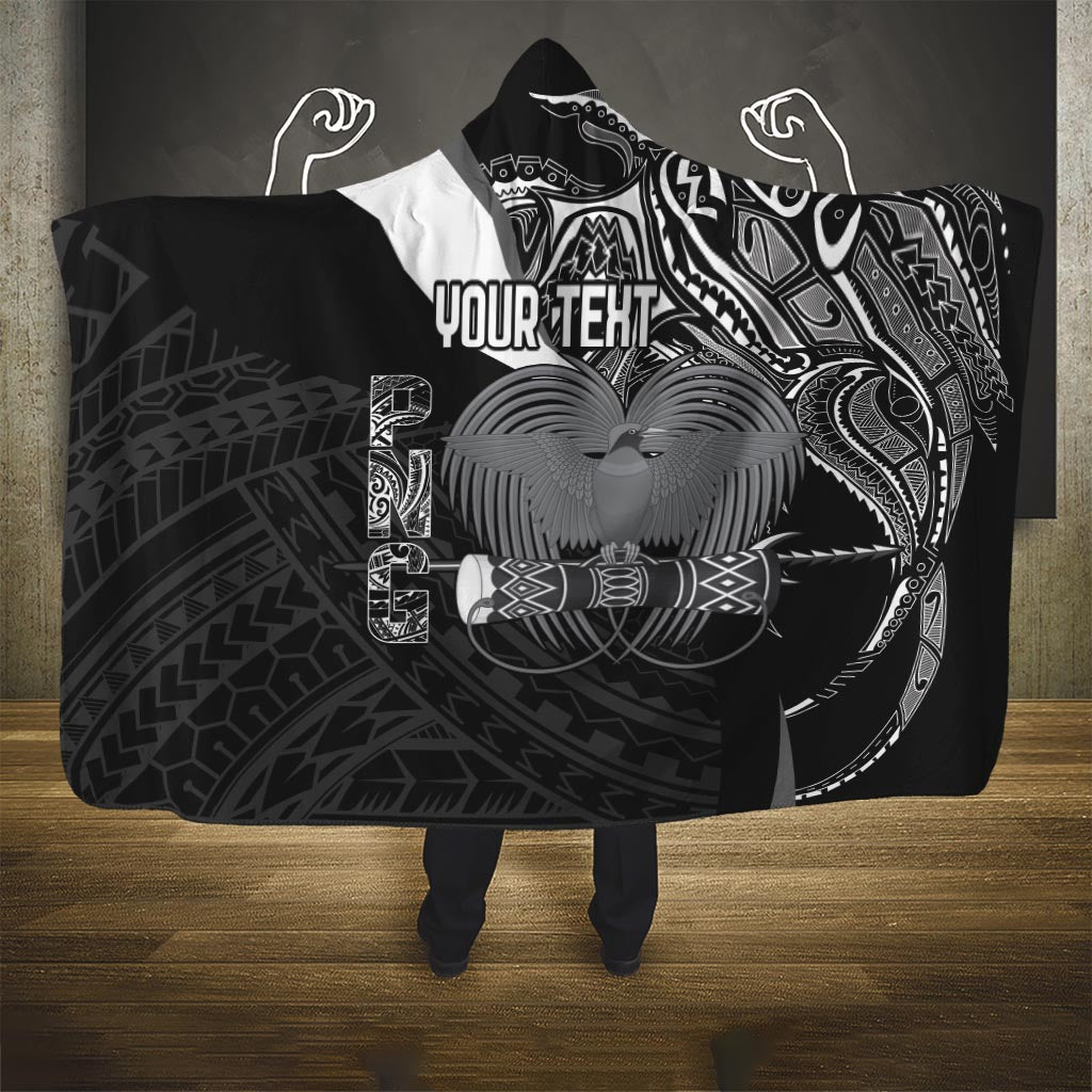 Custom Papua New Guinea Cricket Hooded Blanket Tribal Bird of Paradise Tattoo LT9 One Size Black - Polynesian Pride