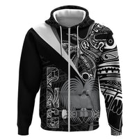 Custom Papua New Guinea Cricket Hoodie Tribal Bird of Paradise Tattoo LT9 Zip Hoodie Black - Polynesian Pride